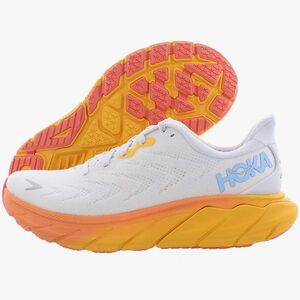 Hoka One One White and Orange Athletic Shoes